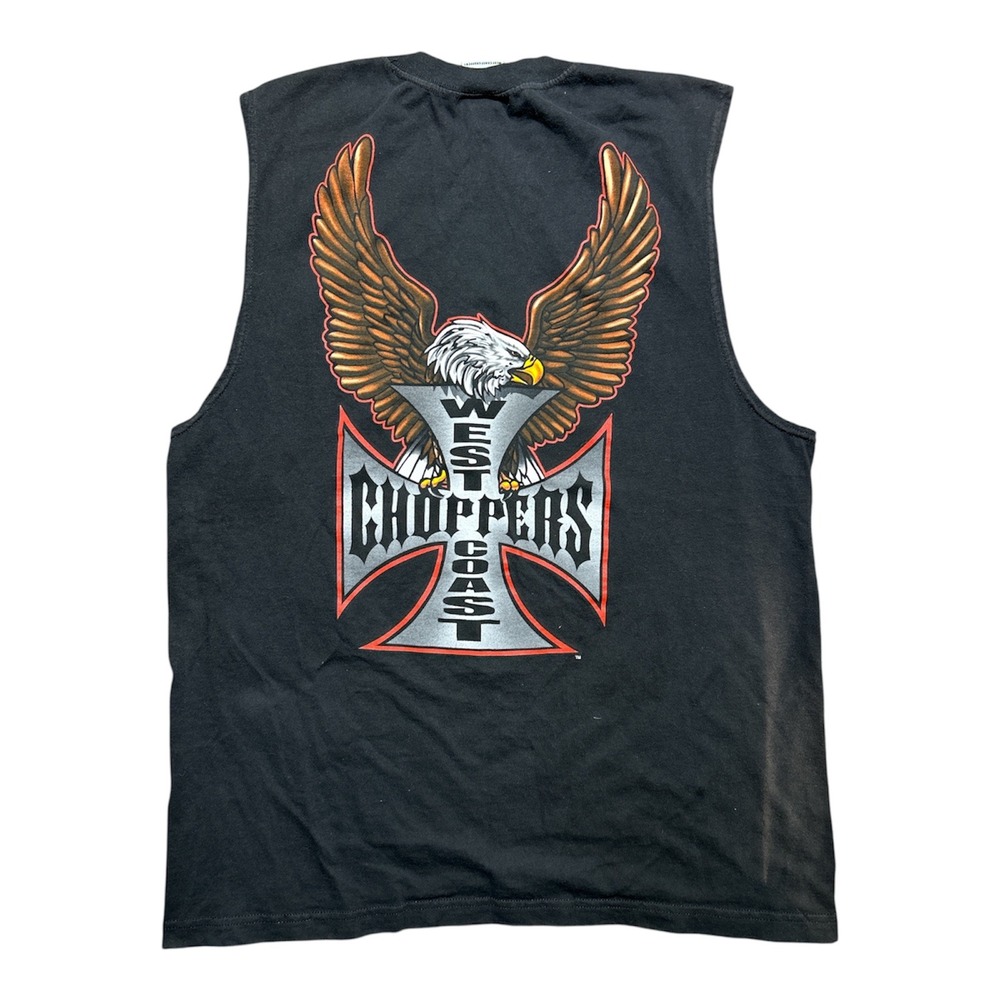 West Coast Choppers Jesse James Eagle Iron Cross Sleeveless Muscle Tee Black XL